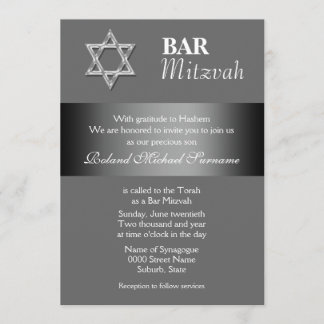 Invitación Festejos de la barra gris mitzvah