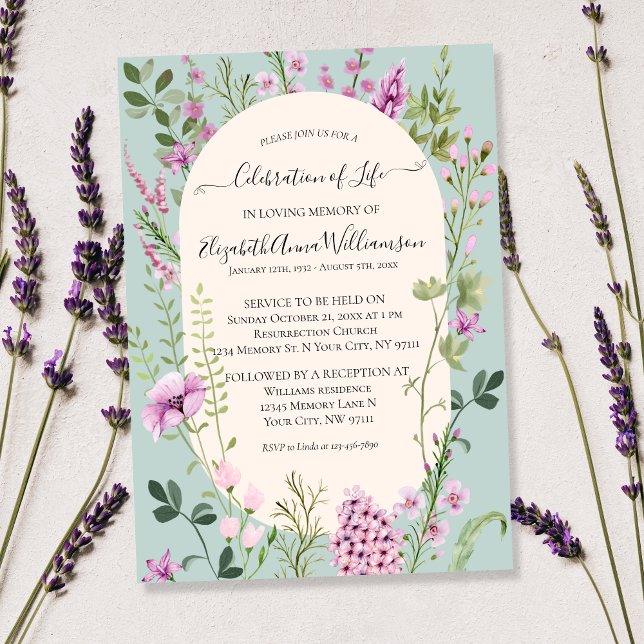 Invitación Festín conmemorativo de la vida en flores silvestr (Subido por el creador)
