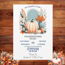 Invitación Festín de Acción de Gracias Boho Calabaza Leaf Aut