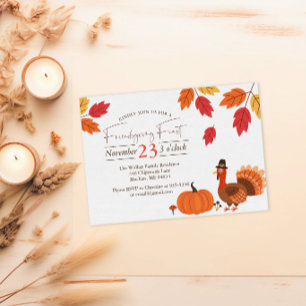Invitación Festín de amistad editable hojas de otoño