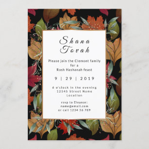 Invitación Festín de Año Nuevo judío en otoño elegante