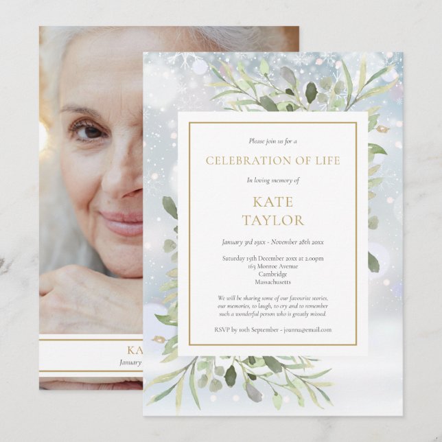 Invitación Festín de celebración de la vida en el funeral de  (Anverso / Reverso)