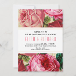 Invitación Festín de compromiso floral de flores rosa rosado