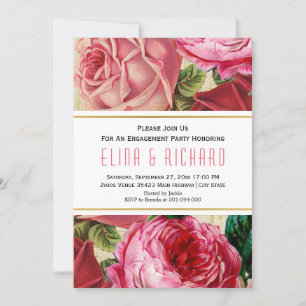 Invitación Festín de compromiso floral de flores rosa rosado