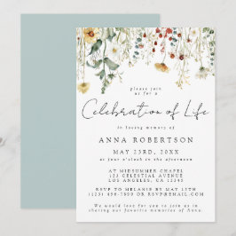 Invitación Festín de flores silvestres del funeral de la vida