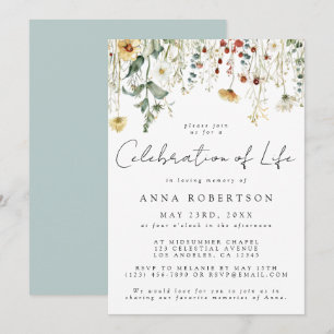 Invitación Festín de flores silvestres del funeral de la vida