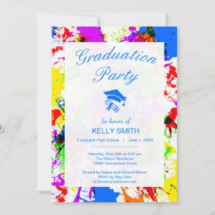 Invitación Festín de graduación de pintura con salpicaduras d