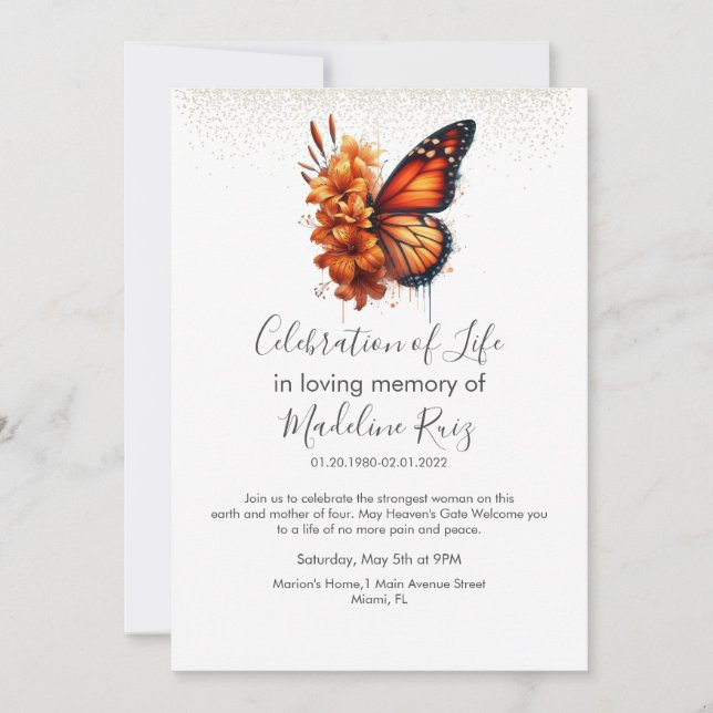 Invitación Festín de mariposa Floral Botánica Celebración de  (Anverso)