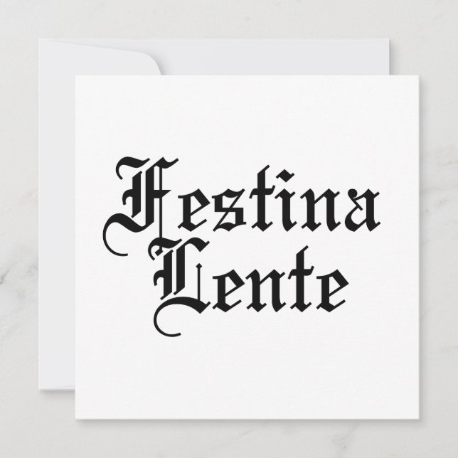 Invitación Festina Lente - Lleve el sabor lentamente - Frases (Anverso)