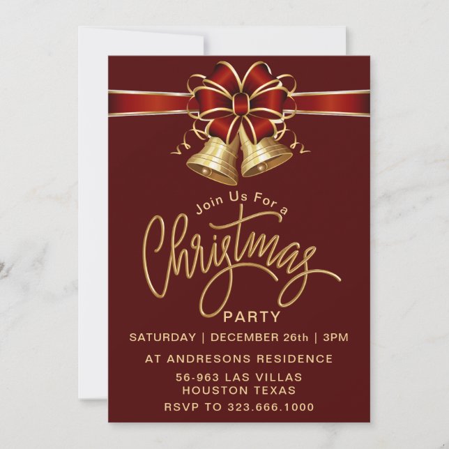 Invitación festiva a fiesta de Navidades de invier (Anverso)