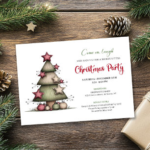 Invitación Festiva Árbol de Navidad con Acuarela C