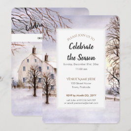 Invitación festiva de invierno en Nueva Inglaterra