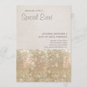 Invitación festiva de Sparkly Gold Sequins