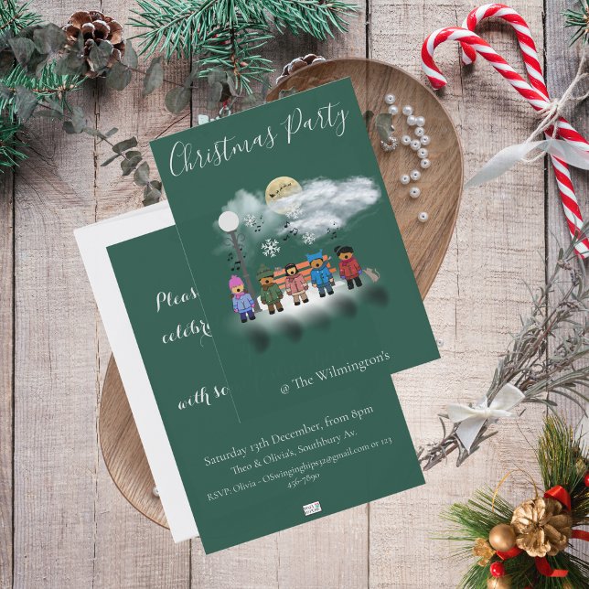 Invitación festiva del partido de Navidades quinte (Snow Quintet Christmas Party Invitation)