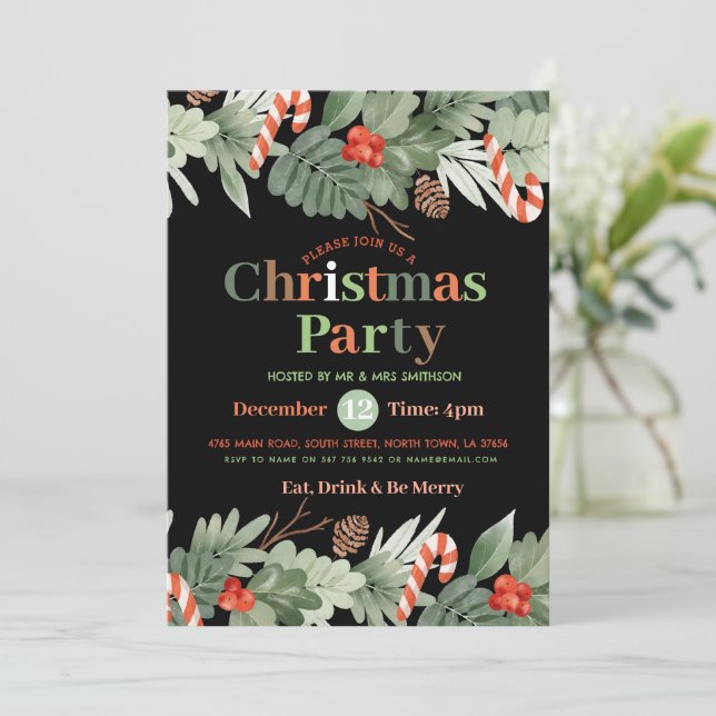 Invitación festiva Fiesta navidades (Anverso de pie)