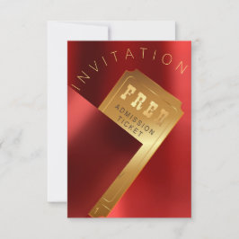 Invitación Festival de Cine Ticket Metalizado Red Ruby Gold