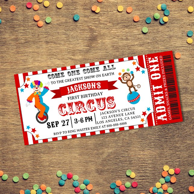 Invitación Festival de Circo de Carnaval Niños Billete de Cum (Subido por el creador)
