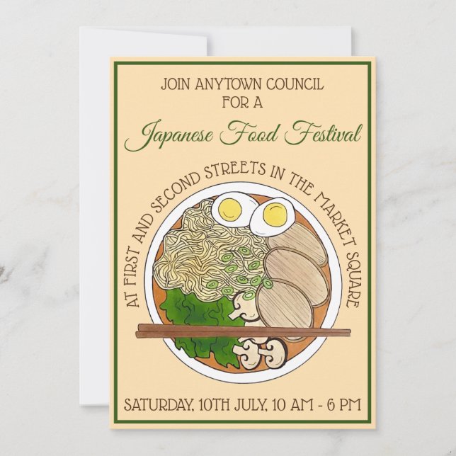 Invitación Festival de comida japonés de palillos de fideos d (Anverso)