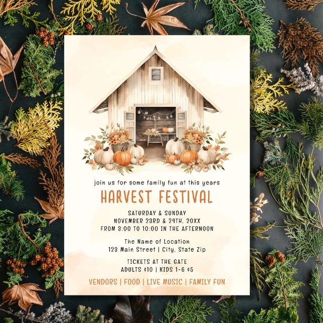 Invitación Festival de cosecha de acuarela rusa naranja (Subido por el creador)