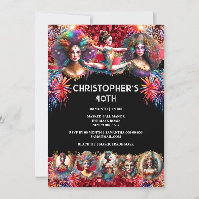 Invitación Festival de exhibición carnaval fiesta diversión e (Anverso)