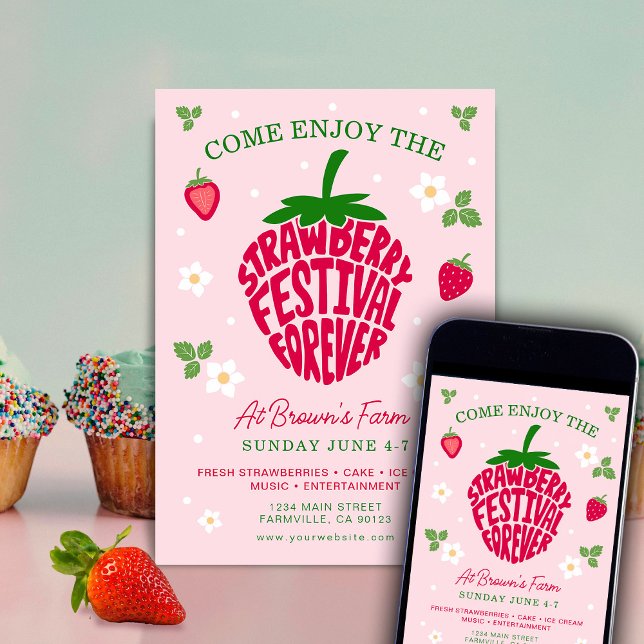 Invitación Festival de Fresas Por Siempre Lindas Personalizab (Subido por el creador)
