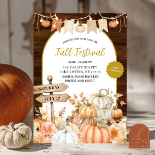 Invitación Festival de la Cosecha de Calabaza Rústica de Otoñ
