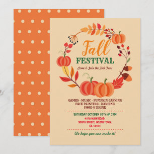 Invitación Festival de la Cosecha de Otoño Calabaza Evento Ho