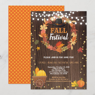 Invitación Festival de la cosecha de otoño de madera rústica