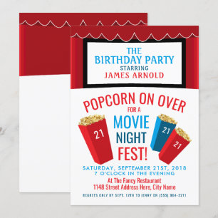 Invitación Festival de la noche del cine, fiesta de cumpleaño