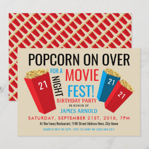 Invitación Festival de la noche del cine, fiesta de cumpleaño