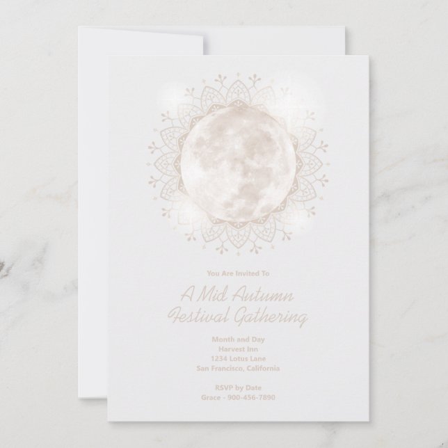 Invitación Festival de Mediados de Otoño Moon Mandala (Anverso)