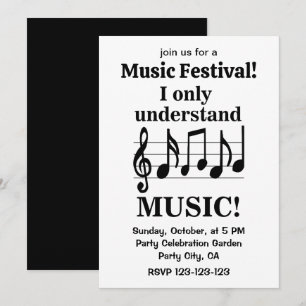 Invitación Festival de Música Notas de Música en Blanco y Neg