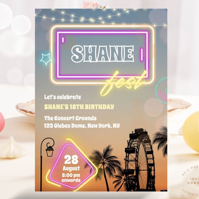 Invitación Festival de Música Pastel Concierto Boho (carnival birthday, music festival, music carnival, festival welcome, pastel festival, pastel music f)