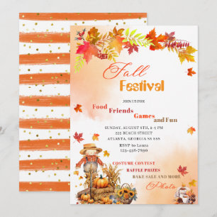Invitación Festival de Otoño de Calabaza Acuarela