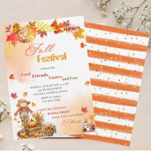 Invitación Festival de Otoño de Calabaza Acuarela
