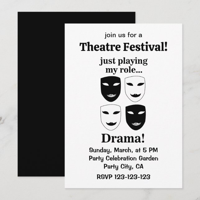 Invitación Festival de Teatro Máscara de Teatro Representació (Anverso / Reverso)