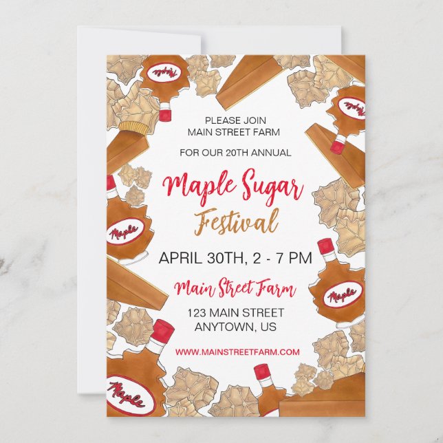 Invitación Festival del azúcar de arce Syrup Candy Maine Cana (Anverso)