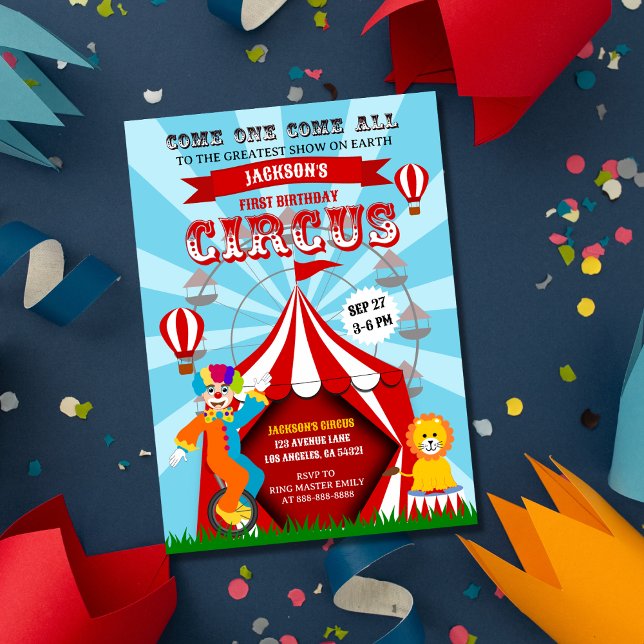 Invitación Festival del Círculo de Carnaval Niños Fiesta de c (Subido por el creador)