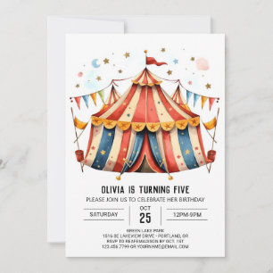 Invitación Festival Editable Joy Circus Cumpleaños