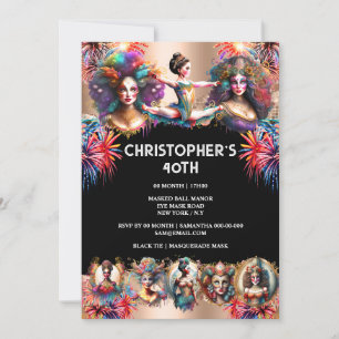 Invitación Festival fiesta colorido espectáculo carnaval de f