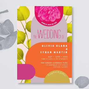 Invitación Festival moderno brillante Jardín Boda geométrico