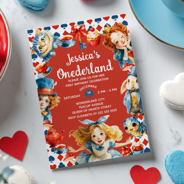 Invitación Festive Alice in ONEDERLAND 1st Birthday Tea Party (Subido por el creador)
