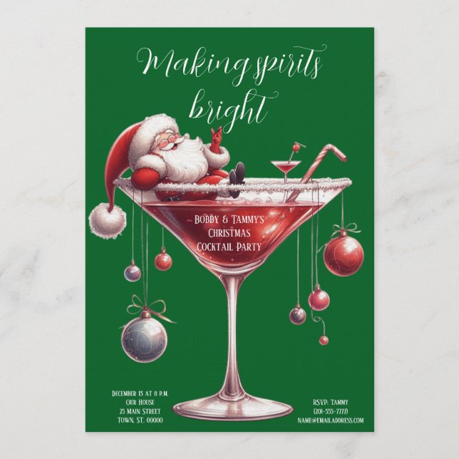 Invitación Festive Christmas Cocktail Party (Anverso)