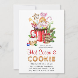 Invitación Festive Christmas Holiday Cookies & Cocoa Party