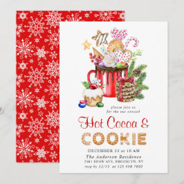 Invitación Festive Christmas Holiday Cookies & Cocoa Party