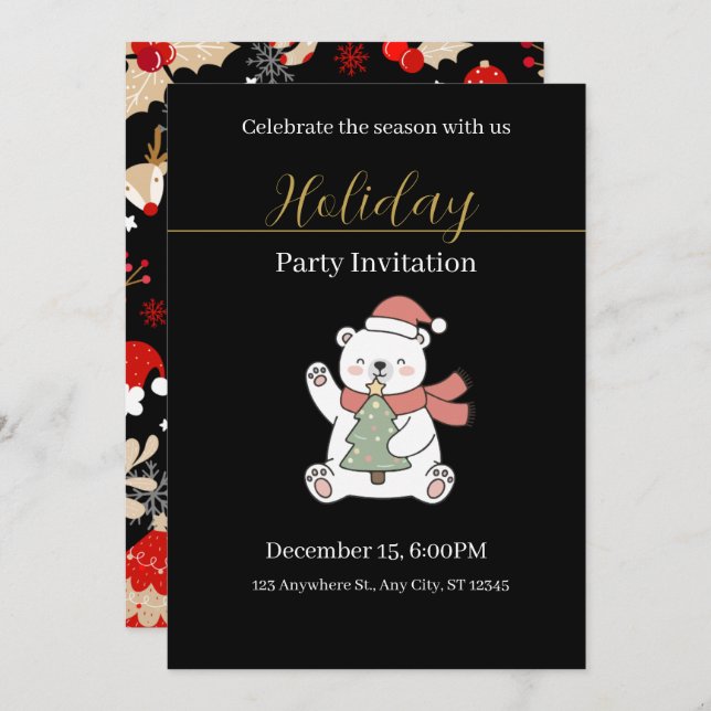 Invitación Festive Christmas Party Invitation (Anverso / Reverso)