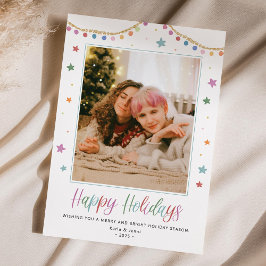 Invitación Festive & Colorful Happy Holidays Photo Card