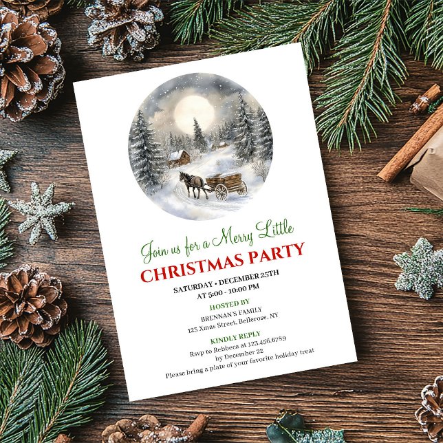 Invitación Festive Cozy Winter Scene Christmas Invitation (Festive Cozy Winter Scene Christmas Invitation)