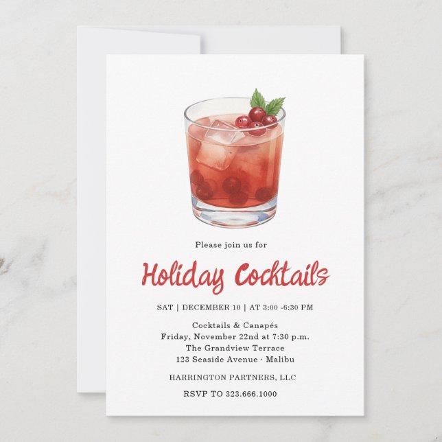 Invitación Festive Drinks Celebration, Winter Holiday (Anverso)
