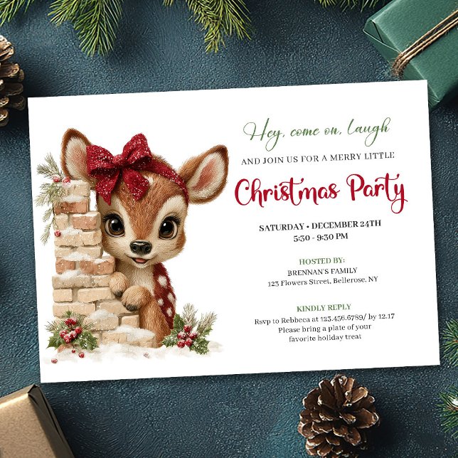 Invitación Festive funny reindeer holiday invite download (Festive funny reindeer holiday invite download)